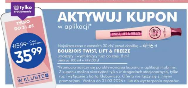 Tusz upiększający i wydłużający do rzęs Bourjois Twist, Lift & Freeze
