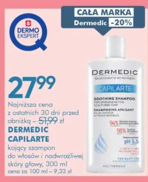 Kojący szampon do włosów i nadwrażliwej skóry głowy Capilarte