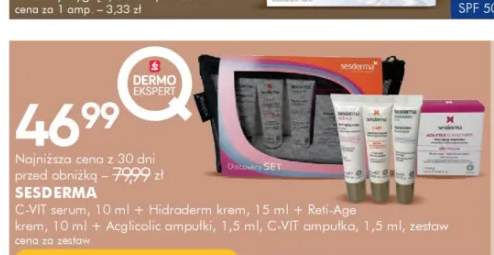 Zestaw SESDERMA C-VIT serum 10ml + Hidraderm krem 15ml + Reti-Age krem 10ml + Acglicolic ampułki 1,5ml + C-VIT ampułka 1,5ml