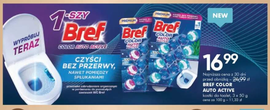 Kostki do toalet Bref Color Auto Active 3-pak 50g