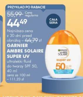 Ultralekki fluid do twarzy SPF 50 GARNIER AMBRE SOLAIRE SUPER UV 40ml