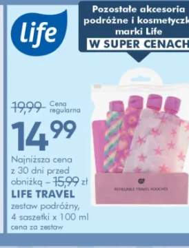 Zestaw podróżny LIFE TRAVEL 4 saszetki x 100ml