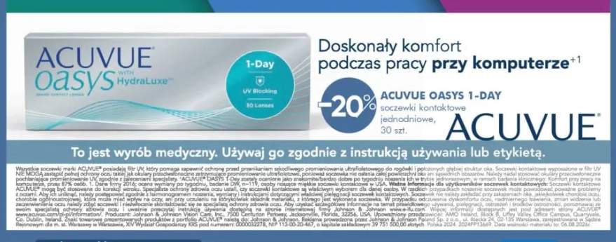 Soczewki kontaktowe jednodniowe ACUVUE OASYS 1-DAY