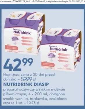 Preparat odżywczy o niskim indeksie glikemicznym NUTRIDRINK DIASIP czekolada