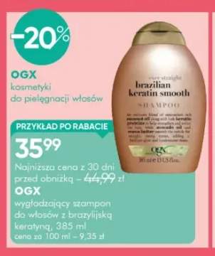 Szampon wygładzający do włosów OGX z brazylijską keratyną