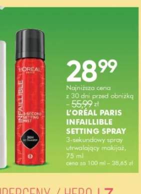 3-sekundowy spray utrwalający makijaż L'Oréal Paris Infaillible Setting Spray
