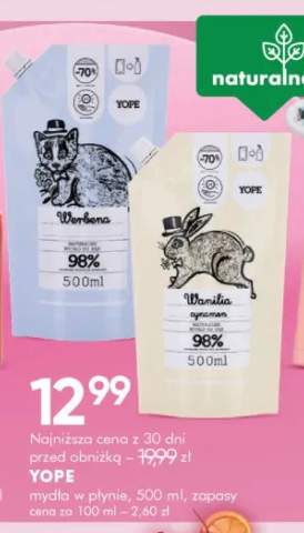 Mydło w płynie Yope Wanilia i cynamon zapas +1 wariant