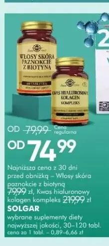 Suplement diety Włosy skóra paznokcie z biotyną Solgar +1 wariant