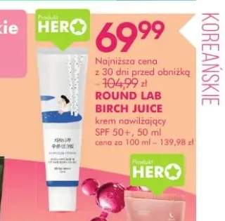 Krem nawilżający SPF 50+ Round Lab Birch Juice