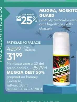 Preparat na komary i kleszcze roll-on Mugga Deet 50%