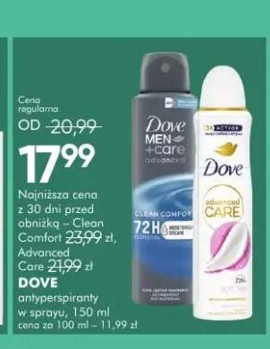 Antyperspirant w sprayu Dove Men+Care Advanced Clean Comfort +1 wariant
