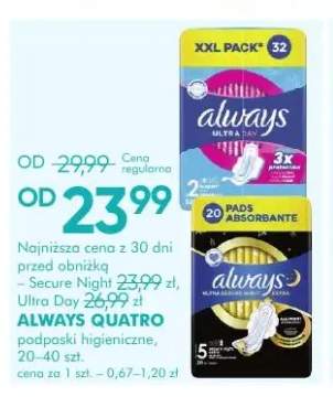 Podpaski higieniczne Always Secure Night +1 wariant