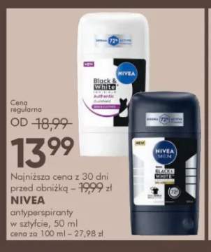 Antyperspirant w sztyfcie Black & White Invisible Authentic Nivea +1 wariant