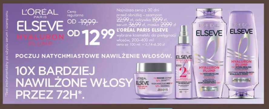 Kosmetyki do pielęgnacji włosów Elseve Hyaluron Plump L'Oréal Paris