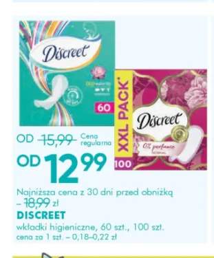 Wkładki higieniczne Discreet 60 szt +1 wariant