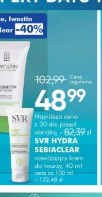 Nawilżający krem do twarzy SVR Sebiaclear Hydra