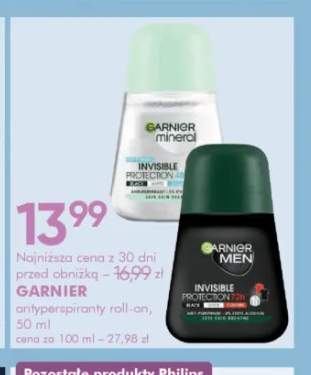 Antyperspirant roll-on Garnier Mineral Invisible Protection +1 wariant