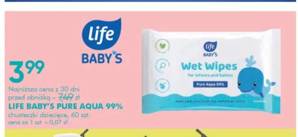 Chusteczki dziecięce Pure Aqua 99% Life Baby's