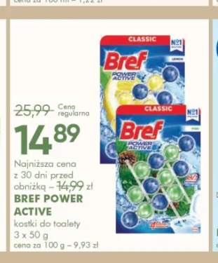 Kostki do toalety Bref Power Active Lemon 3-pak 50 g +1 wariant